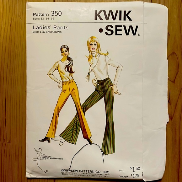 Uncut 1970s pattern for flared bell bottom pants - Picture 1 of 5
